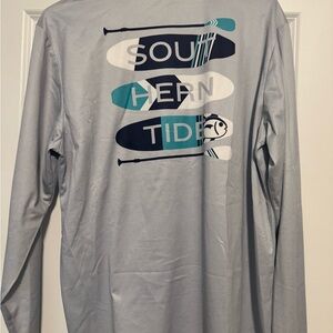 Southern Tide Men's Light Gray Long Performance Sleeve Tee